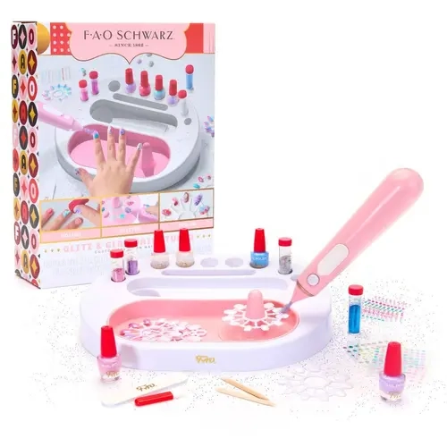 FAO Schwarz Glitz & Glam Nail Studio Custom Press-On Nail Kit for Girls
