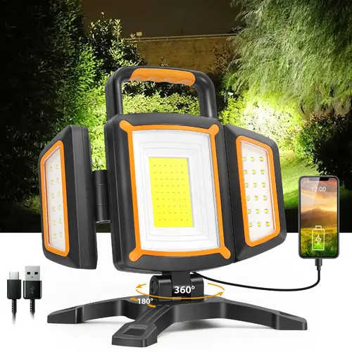 Tresda 30W Rechargeable LED Work Lamp - 3000 Lumen Magnetic Multi-Function Charging Spotlight, Battery-Powered, Waterproof, Portable Cordless Tool for Construction Sites, Workshops, Magnetic Rechargeable Spotlights,father'sdaygifts