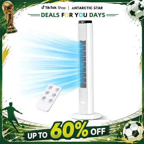 [DealsForYouDays] Non-AC Antarctic Star 37-Inch Bladeless Tower Fan - Portable Electric Oscillating Unit with LED Display, Touch & Remote Control, 6 Speed Settings, 12h Timer Sleep, 45db Quiet Run, 85° Wide Sweep, 3D Airflow Spread for Bedroom, Office