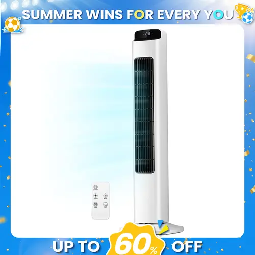 【Not Air Conditioner】Antarctic Star Portable Tower Fan - Adjustable Speeds Cooling Portable Fan with 80° Oscillating Bladeless Design, Remote Control, 5 Speeds, 3 Modes, Room Temperature Display, Low Noise for Bedroom, Living Room, Adjustable Speeds Fan