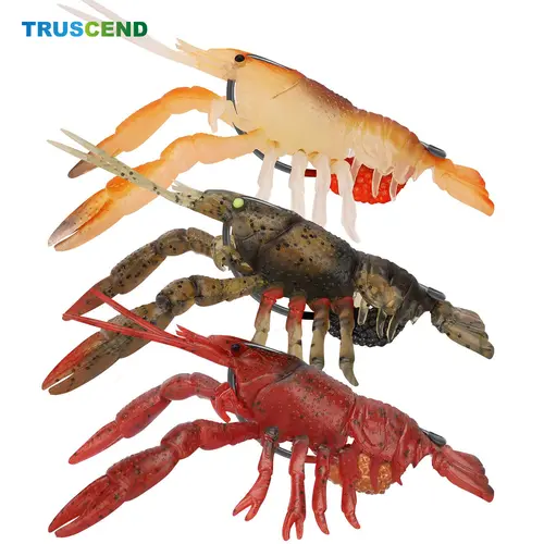 TRUSCEND Easy Catch Pre-Rigged Soft Fishing Lure Set, Durable TPE Weedless Lifelike Shrimp-Crayfish Baits, Largemouth Bass Jig Lures for Freshwater-Saltwater, Ideal Fishing Gifts (Keep Separately), Largemouth Bass Lure