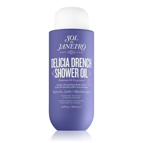 Sol de Janeiro Delícia Drench Shower Oil | Deeply Nourishing Body Wash for Velvety-Soft Skin With Notes Of Vanilla Orchid, Sugared Violet, And Sheer Sandalwood