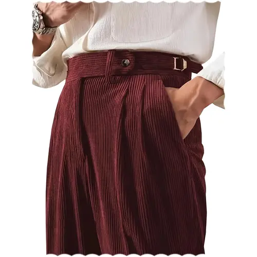 Men's Classic Fit Stretchy Fabric Corduroy Men's Pants - Menswear with Button Closure, Fitted Cut, Casual Winter Bottoms, Ideal Gifts, Trousers Pants, Buttoned Men's Pants