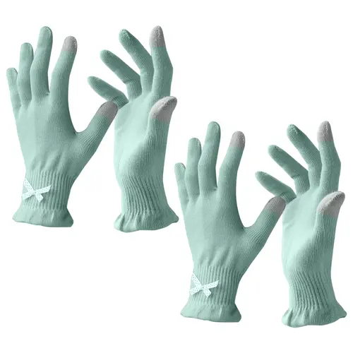 EvridWear Beauty Cotton Gloves with Touchscreen Fingers 2 Pairs Feather Weight for SPA Eczema Dry Hands Hand Care Day and Night Hydrating Moisturizing Skin