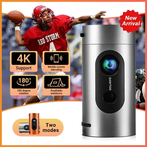 Smart Projector with WiFi and Bluetooth, Mini Projector Supports 4K 1080P, Portable Movie Projectors Built-in Apps, Compatible with HDMI/USB/Smartphone/TV Box/Laptop for Bedroom, Office, Outdoor Use, Android, Mobile