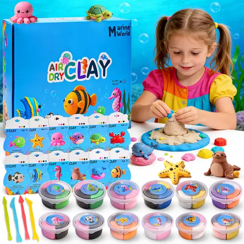 [Summer toys] Air Dry Clay 12 Boxes - Modeling Clay for Kids, DIY Model Magic Clay with Sculpting Tools and Tutorials, 12 Boxes Molding Clay, Ultra Light, Soft & Non-Sticky,Safe Non Toxic, Arts and Crafts Gift for Kids-Children's Day Gift