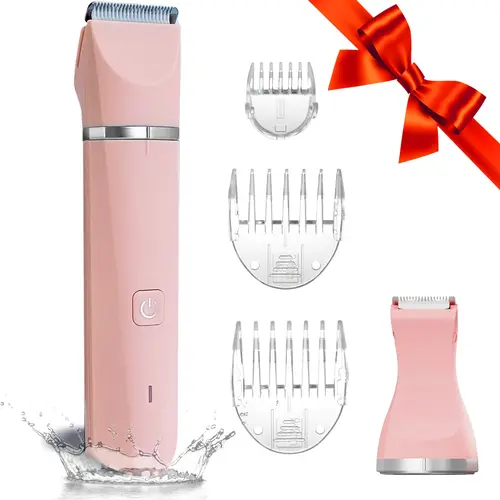 Electric Body Groomer Shaver for Women, Painless Bikini Trimmer with Ceramic Blades, IPX7 Waterproof and Rechargeable for Wet & Dry Use