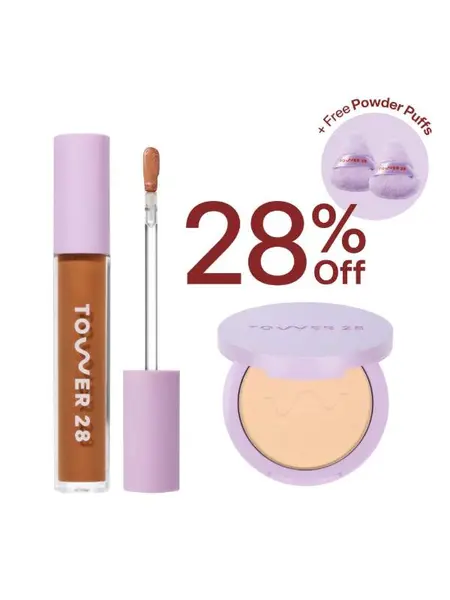 Tower 28 Swipe and Set Bundle - Swipe Serum Concealer & GetSet Pressed Powder - Hydrating & Concealing Makeup Set