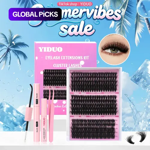 Eyelash Extension Set, 60D & 80D Volume Lash Clusters, Glue Lash Clusters, Individual Voluminous False Eyelashes 10-18mm D Curl, Extension Kit with Lash Bond & Seal, Remover & Tweezers, DIY Lash Clusters at Home Included Tweezer #GLOBAL PICKS