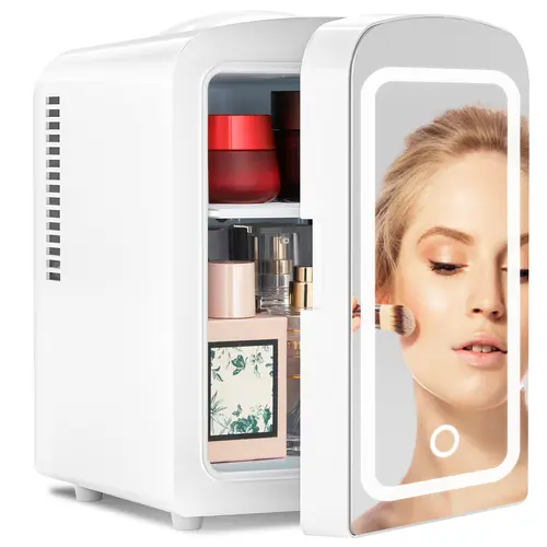 【BackToSchool】Antarctic Star Mini Refrigerator - 4L/12oz Mini Refrigerators with Adjustable-Brightness LED Cooling Mirror, 9.65"d Saves Desk Space, Fluorine-Free Eco-Friendly for Small Spaces, Bedroom to Dorm Ready,back to school,back to school haul