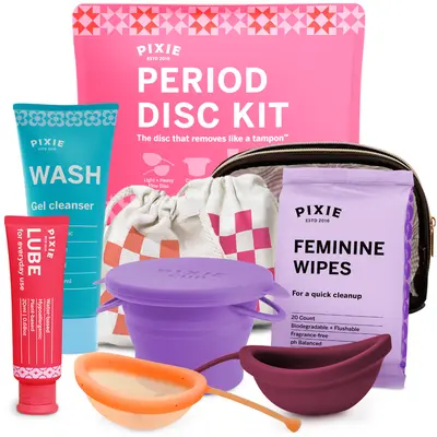 Menstrual Disc Set - Pixie Cup First Period Disc Starter Kit + Menstrual Disc Steriliser for Women and Girls - Storage Container - Portable Travel Solution