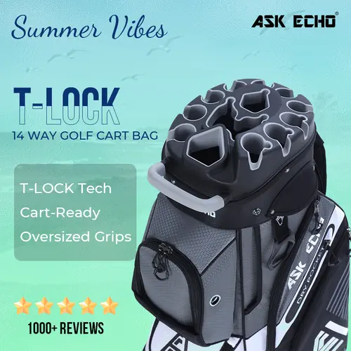 Ask Echo Golf T-LOCK Cart Bag 14 Way Organizer Dividers Quiet Golf Bag