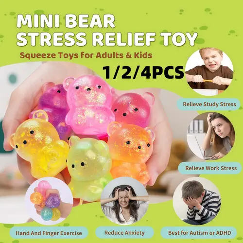 Bear-Shaped Maltose Squishy Sensory Fidget Toy, 1-Pack Squeezable Stress-Relief Soft Toy for Adults & Kids, Stress Reliever, Prank Toy Ideal for Party Favors, Teddy Bear, Stress Relief Gadgets, Squeeze Stress Relief