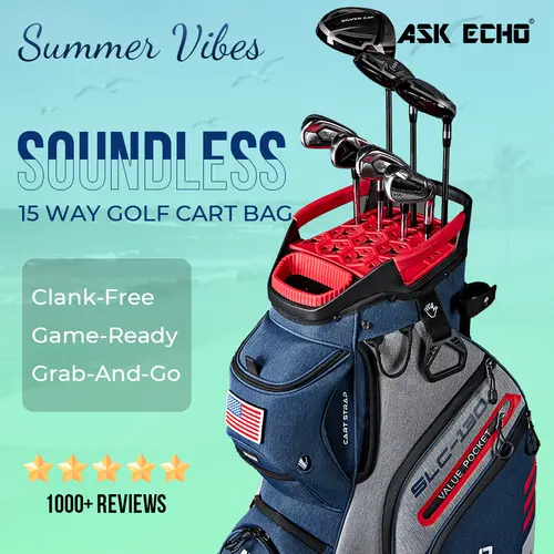 Ask Echo Golf Soundless Cart Bag SLC-130 15 Dividers Grip Locking Bottom Quiet Golf Bag