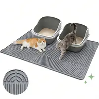 Extra Large Cat Litter Mat, Silicone Litter Box Mat for Floor, Waterproof & Non-Slip, Easy to Clean, Cat Litter Trapping Mat & Kitty Litter Catcher for Scatter Control,back to school