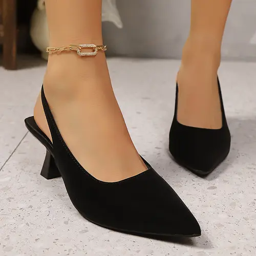 [Seasonal Sale] Women's Kitten Heels Pointed Toe Slingback Pumps Elegant Dress Shoes for Women Fashionable Low Heels Comfortable Work Shoes Business Casual Wedding Office Party Wear tiktokshopbacktoschool