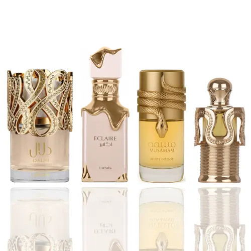 Raneen + Eclaire Banoffi + Musamam White + Maitha -- 4 piece bundle Fragrance Scent Arabian Fragrance Set
