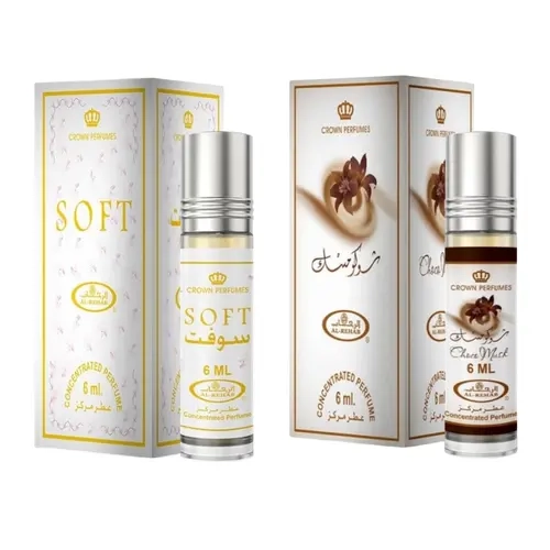 (2pc Bundle Pack) 6ml Soft + 6ml Choco Musk - Perfume Roll-On Oil by Al-Rehab Aroma Fragrance