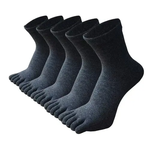 PHEFEE Men's Soft Breathable Cotton-Polyester Toe Crew Socks - Cooling Socks for Athletic Wear