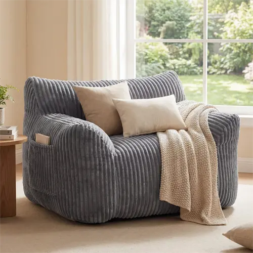 Summer Vibes LIKIMIO Giant Bean Bag Chair with Side Pocket, Oversized Plush Fluffy Cloud Couch for Adults & Kids,  Beanbag Lazy Sofa，Faux Fur Floor Sofa for Living Room, Bedroom, Gaming and Reading