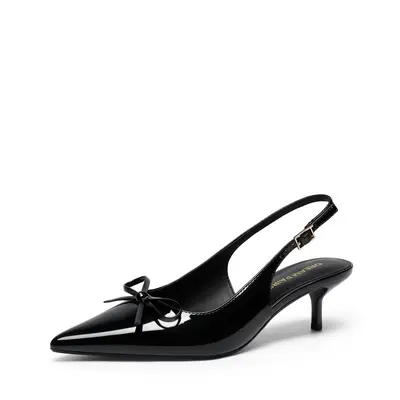 DREAM PAIRS Women's 2.17 in Kitten Heel Pointed Toe Low Slingback Bow Tie Pumps, Black Heels, Comfortable Chic Classic Dress Shoes for Spring Summer Date Wear, Heels Shoes For Women,summerwins,summeroutfits,vacationoutfits,beachoutfits