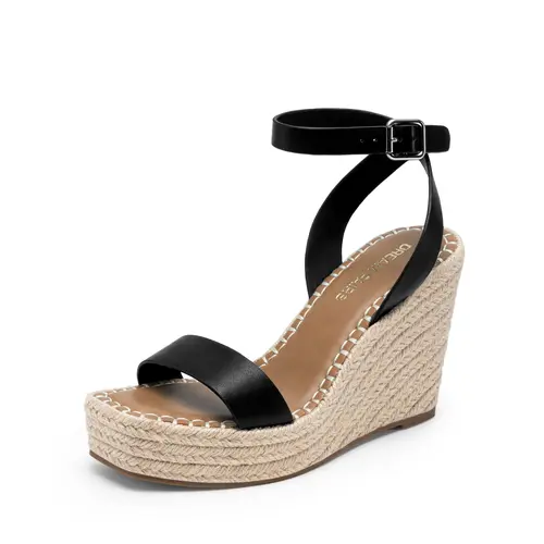 Dream Pairs Women's Platform Heels Sandals - Elegant Open Toe Strappy Wedge Shoes with Wooden Heel, Adjustable Strap, Ideal for Beachside Brunches & Denim Outfits