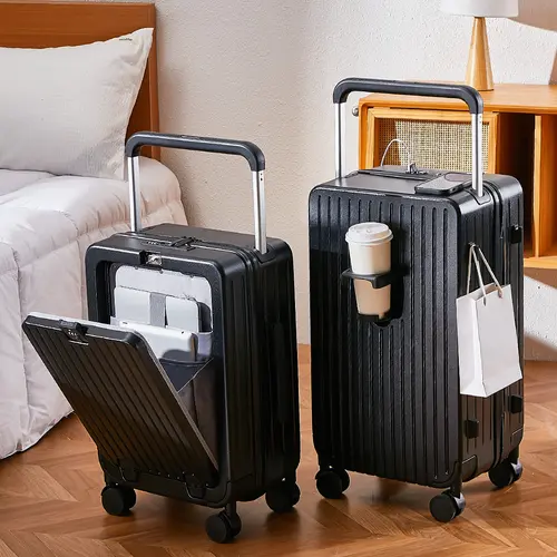 20" Wide Handle Premium Polycarbonate Carry On Luggage - Front Laptop Compartment, USB C Charger Port, Lightweight, TSA Lock, Silent Spinner Wheels, Leakproof, 360-Degree Easy Carry - Ideal for Business, Europe Travel - 2026 Trendy Airport-Fit Suitcase, A