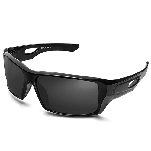 MAXJULI Men's Polarized Wrap-Around Sports Sunglasses - Large Fit TR90 Durable Memory Material Frame, TAC Lens, UV400 Shield, Glare Reduction for Driving/Fishing/OOTD, Unisex Fashion Eyewear, Outdoor Cycling Shades