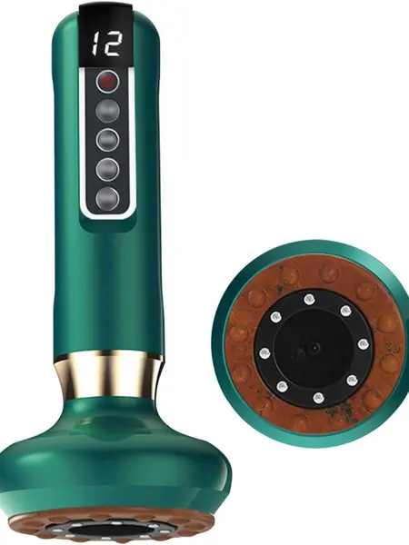 4-in-1 Handheld Portable Muscle Massager - Cordless Battery-Powered Electric Cupping Device with LED Light Heating, Vacuum Suction, Gua Sha Scraping, Neck Shoulder Relaxer Adult Personal Care Appliance, 4-In-1 Handheld Massage Devices