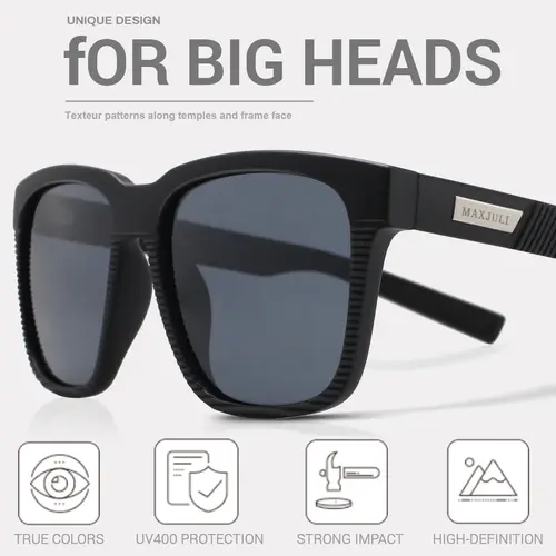 MAXJULI Unisex TAC Full Rim Polarized Sports Eyewear for Large Heads - Model 8023, Polarized Driving, Watersports, Fishing Sunglasses