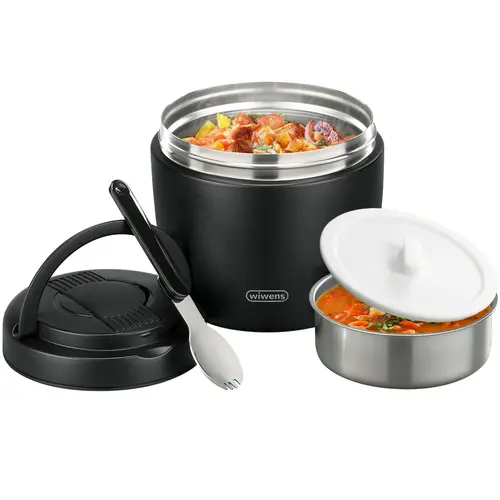 [TikTokShopBackToSchool]wiwens Thermo Food Jar for Hot Food Adults 32OZ Soup Thermo Lunch Containers Wide Mouth Vacuum Insulated Stainless Steel Leakproof Bento Box with Spoon Bowl,home essentials