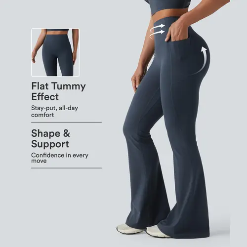 【Creator’s Pick】Halara UltraSculpt High Waisted Scrunch Butt Lifting Tummy Control Shaping Yoga Flare Leggings with Pockets #BackToSchool