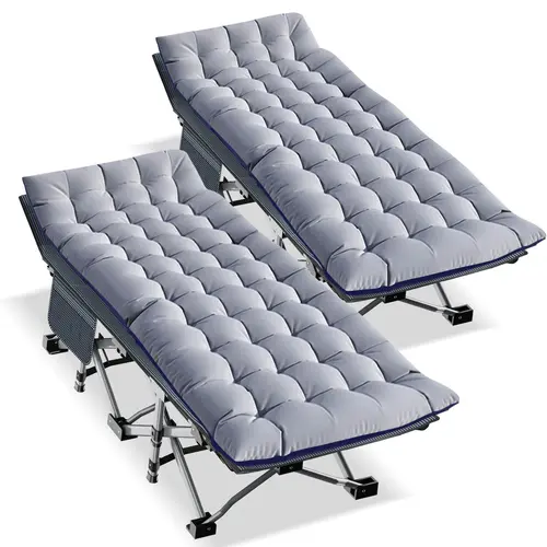 Lilypelle 2 Packs Folding Bed Cot with 3.3 Inch 2 Sided Mattress, 75"* 28" Folding Camping Cots with Carry Bag, Portable Sleeping Cot Guest Bed summergarden,father'sdaygifts,campingessentials,campinggear