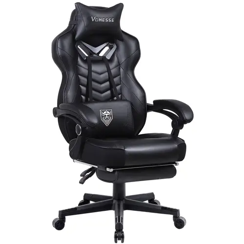Gaming Chairs for Adults Black Recliner Computer Chair with Footrest Ergonomic PC Gaming Chair with Massage High Back Chair for Gaming Big and Tall Gamer Chair Large Computer Gaming Chair V347  summergarden