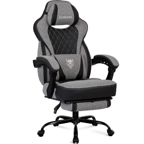 Vonesse Gaming Chair, Reclining Fabric Gaming Chairs for Adults 250LBS, Office Chair with Pocket Spring Cushion, Computer Chair with Footrest and Massage Lumbar Support  3011