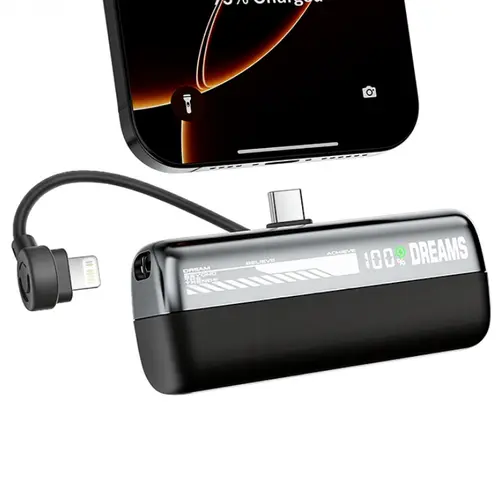 10000mAh Compact & Portable Power Bank - Portable Charger, Lipstick-Sized Lightweight Mobile Phone Accessory with Built-in Lightning/C-Type Cables, PD 20W/22.5W Fast Charging for iPhone & Smartphones, Travel & Daily Use, Usb-C