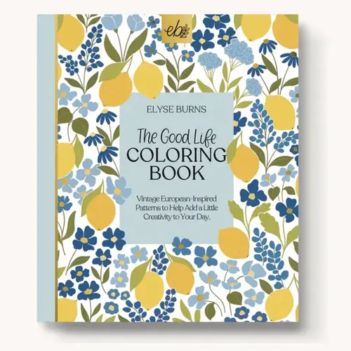 Elyse Breanne Design The Good Life Coloring Book for Art Supplies - 40 Original Hand-Drawn Pages, Extra Thick Paper, Single-Side Printed, Perforated Tear-Out Pages, Markers Compatible