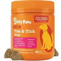 Zesty Paws Flea & Tick Bites for Dogs - Natural RepelGuard™ Proprietary Blend Soft Chews for Flea & Tick Prevention - Veterinarian Formulated