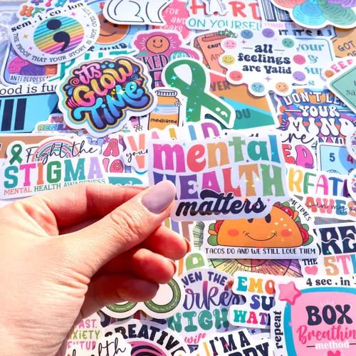 150 PCS Decorative Mental Health Matters Stickers Pack - Waterproof Positive Quote Healthcare Labels, 2-4 Inches, for Journals, Laptops, Counselors' Office Decor, Party Favors, Mentalhealthmatters, Partyfavors