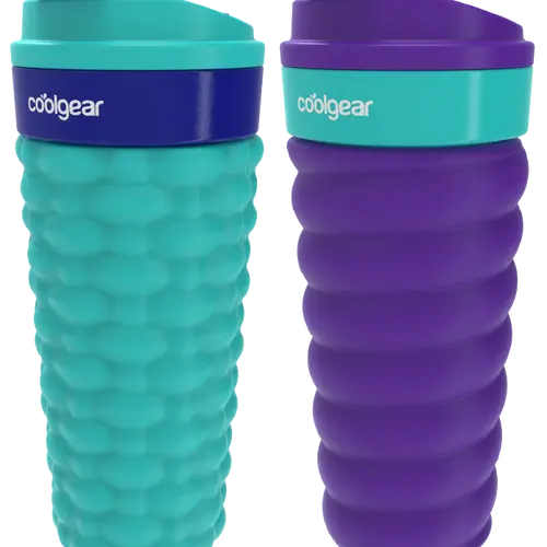COOL GEAR 2-Pack 20oz Go Grip Coffee Mug - Unisex Adults' Portable Drinkware, Textured Reusable Travel Cup, BPA-Free Lid, Non-Slip Grip, Easy-Sipping Design for On-the-Go Coffee, Tea, Drinks
