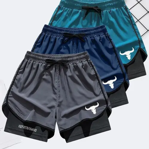 Men's Sporty Shorts Two-Piece Design, Comfortable Active Wear, Ideal for Gym & Casual, Perfect Fit for Everyday Use, Breathable Fitness Shorts, Lightweight Workout Shorts, Lightweight Performance Shorts, Athletic Shorts
