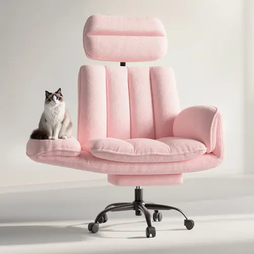 【New】Homrelexa Modern Sturdy PU Leather Office Chair - 30.3in Wide Velvet Seat, Pet-Friendly, 180° Flip-Up Armrests, Body-Hugging Dual-Layer Memory Foam, 400lbs Capacity, Pill-Resistant, Silent-Smooth Casters, Adjustable Rolling Chair for Home/Gaming