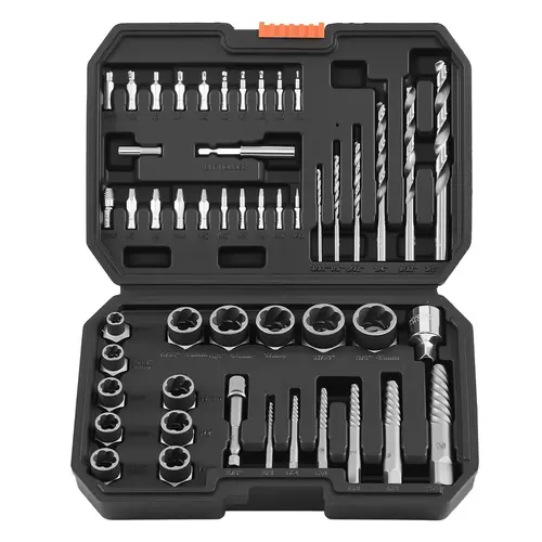 VEVOR 49-Piece Cr-Mo Steel Screw Extractor Set - 10 Extractor Bits, 10 Small Drill Bits, Adapters, Laser Etched, Solid Storage Case, Easy to Identify, Smooth Transitions for Broken Bolts, Fastener Repair, DIY Maintenance