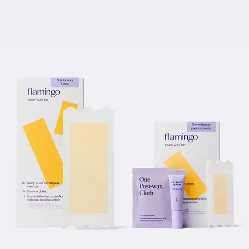 Flamingo Head to Toe Wax Kit for Smooth and Hair-Free Skin- Soft Gel Strips with Easy Application, Waxsupplies , Waxstrips, Beginner Waxer Gentle Cleansing Soothing