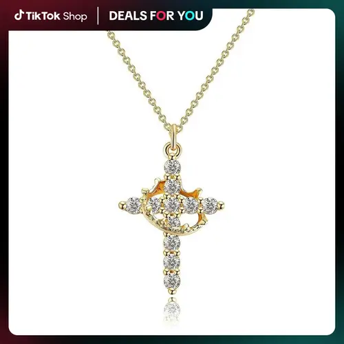 Tewiky Simple Crown & Cross Pendant Choker Necklace For Women & Men & Girls Pretty Crown Cross Necklace For Daily Clothing Decor Trendy All-match & Exquisite Jewelry For Gift For Christmas Gift trending Jewellery Charm Outdoorfun dealsforyoudays summervib