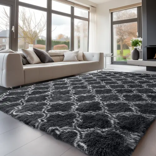 FAMVAL Big Size Modern Shaggy Durable Area Rug - Super Soft Non-Slip Rectangular Fluffy Furry Modern Indoor Rug for Living Room, Decorations & Back to School Essentials, Fluffy Furry Rug, Durable Area Rugs