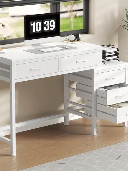 51'' Computer Desk with 5 Drawers and Printer Stand