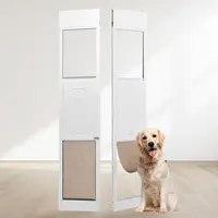 【SummerFinds】VEVOR Dog Door for Sliding Glass Door,  75 7/8"-80 11/16" Adjustable Height Doggy Door for Sliding Doors, Aluminum Frame Tempered Glass Pet Door with Hinge Structure Flap and Lock for Large-Sized Dogs