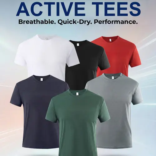 OKP Men's 6-Pack Athletic Fit Polyester Short Sleeve Crew Neck Breathable Sweat Wicking Quick Dry Textured Performance Fitness Shirts, Everyday Activewear for Gym Workouts & Dates, Back to School Haul Athleisure Wear (TikTok Shop)