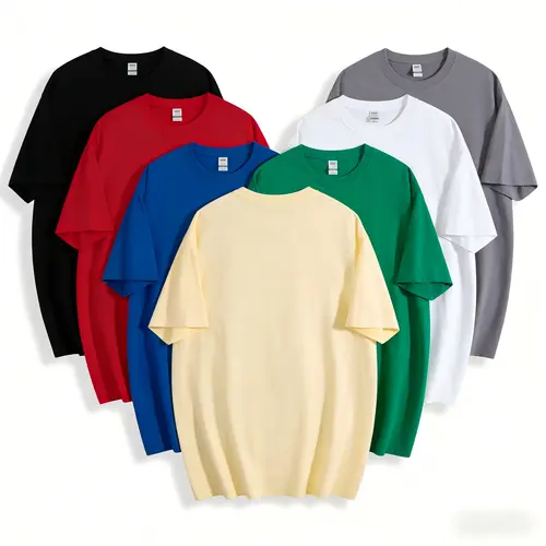 Men's Oversized 100% Cotton Graphic T-Shirt - Heavyweight, Loose-Fitting Retro Streetwear Tee, Heat Printed Wave Design, Aesthetics, Round Neck, Sensitive Skin-Friendly, Machine Washable, All-Season Casual Top